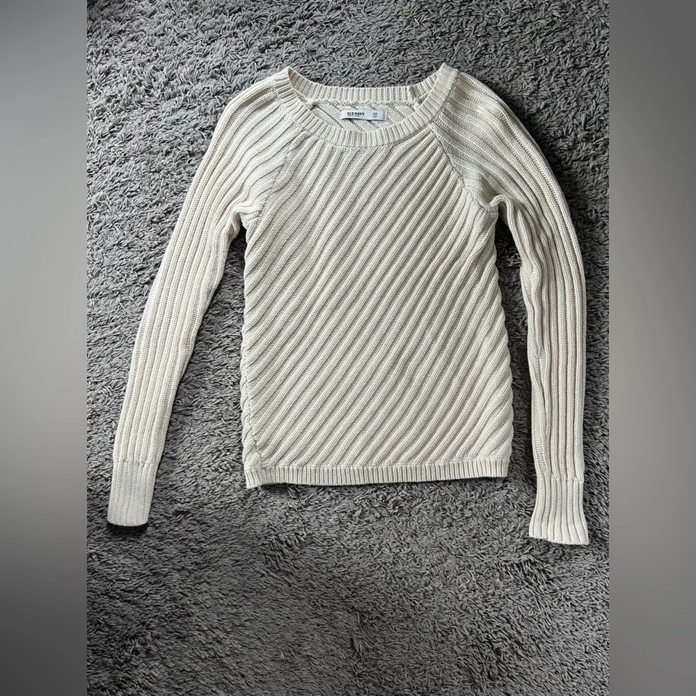 Old Navy Cream Ribbed Crew Neck Sweater - Picture 7 of 9